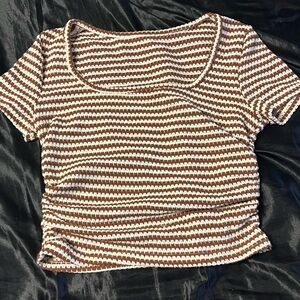 SHEIN Brown Ribbed Fitted Crop Top